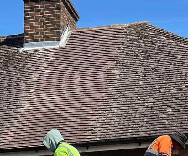 This is a photo of a roof which has just been repaired. Works carried out by TVB Roofing Wellingborough